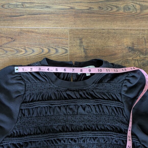 Sea New York Rita Smocked Navy Blue Jersey Long Sleeve Smocked Top Large - Picture 7 of 11